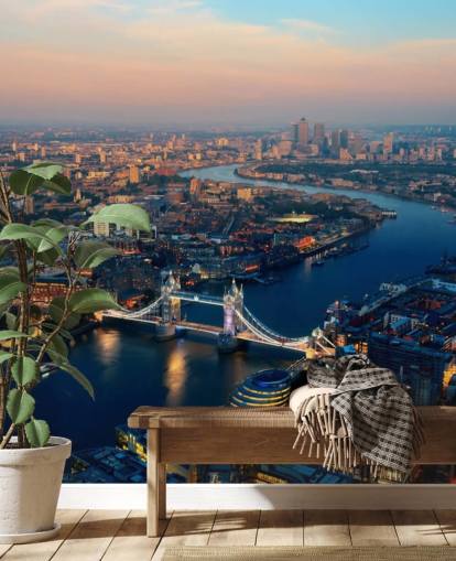 custom london skyline wallpaper mural called Aerial of London for bedrooms, living rooms and offices