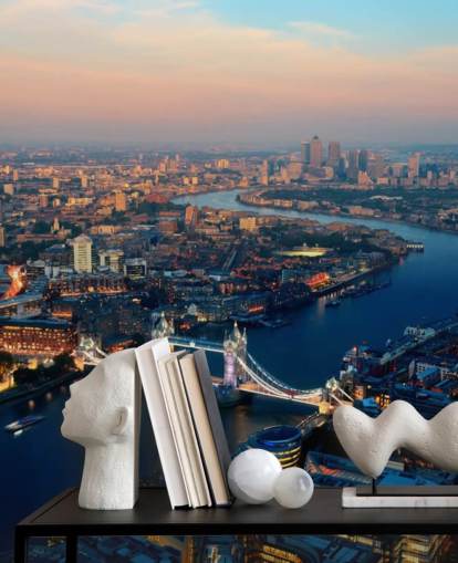 mural personalizado del horizonte de Londres llamado Aerial of London para dormitorios, salas de estar y oficinas