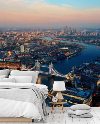 tilpasset london skyline tapetmaleri kalt Aerial of London for soverom, stuer og kontorer