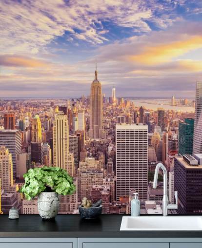 tilpasselig New York tapetmaleri kaldet Midtown Manhattan Sunset til køkkener