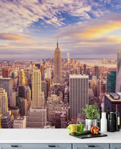 tilpasselig New York tapetmaleri kaldet Midtown Manhattan Sunset til køkkener