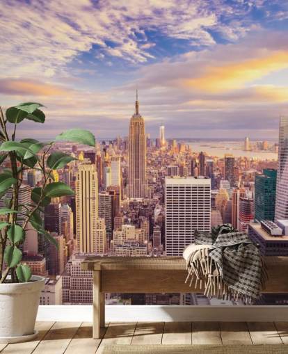 papier peint mural personnalisable de New York appelé Midtown Manhattan Sunset pour cuisines