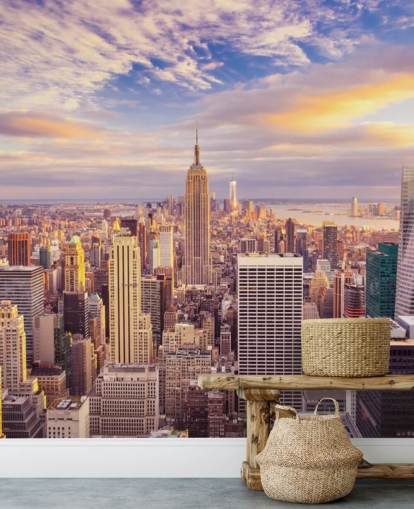 anpassningsbar New York tapetväggmålning som heter Midtown Manhattan Sunset för kök