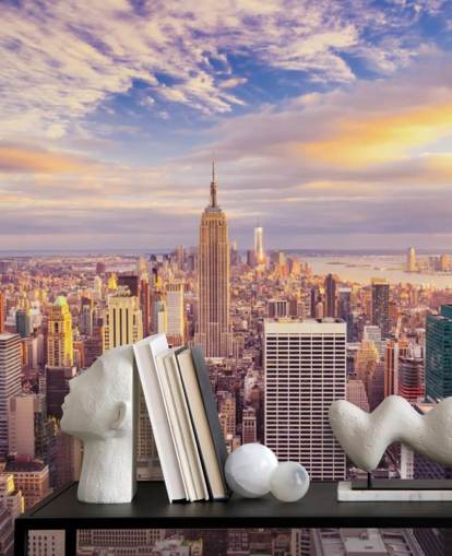 customisable New York wallpaper mural called Midtown Manhattan Sunset for kitchens