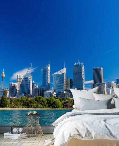 blå himmel over sydney city skyline tapet