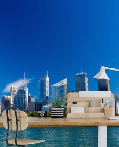 blauer Himmel über der Skyline der Stadt Sydney Tapete