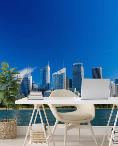sininen taivas yli sydney city horisonttiin tapetti