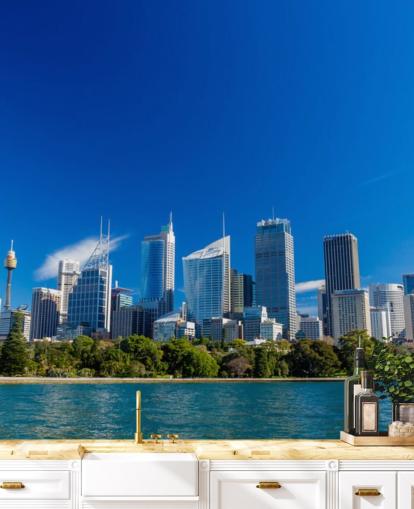 blauer Himmel über der Skyline der Stadt Sydney Tapete blauer Himmel über der Skyline der Stadt Sydney Tapete