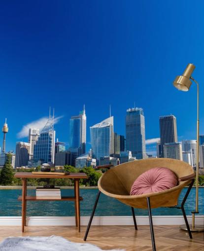 blå himmel over sydney city skyline tapet