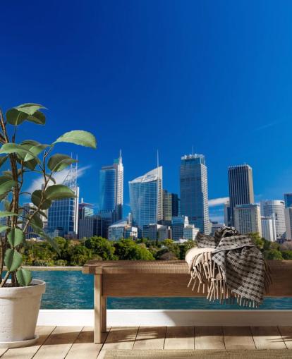 cielos azules sobre fondo de pantalla de sydney city skyline