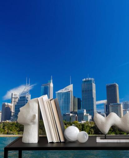 blue skies over sydney city skyline wallpaper