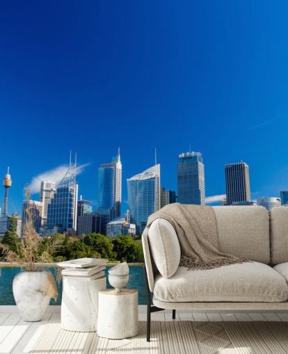 blue skies over sydney city skyline wallpaper