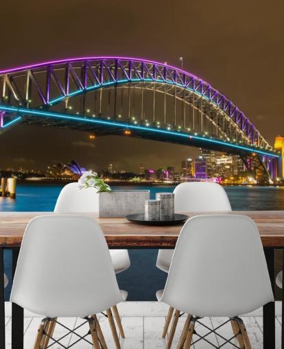 fondo de pantalla iluminado puente de sydney en la noche