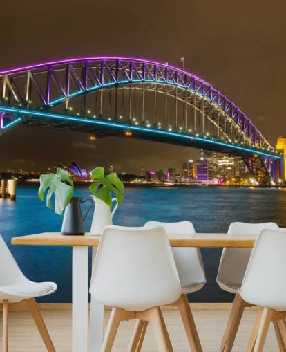iluminou a ponte de sydney à noite papel de parede