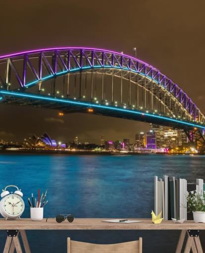 iluminou a ponte de sydney à noite papel de parede iluminou a ponte de sydney à noite papel de parede