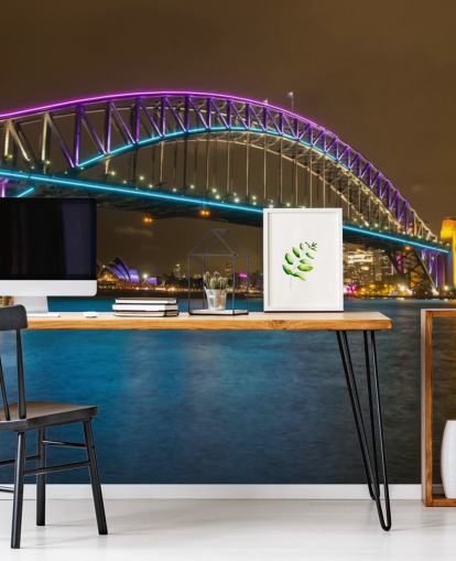 iluminou a ponte de sydney à noite papel de parede