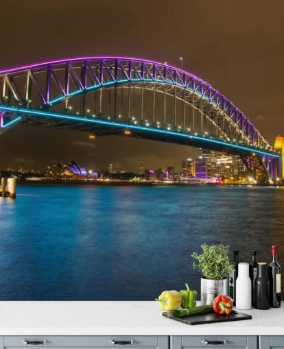 valaistu sydney silta yöllä tapetti valaistu sydney silta yöllä tapetti