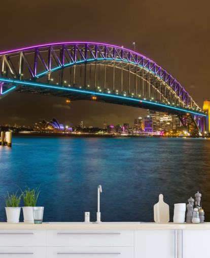 iluminou a ponte de sydney à noite papel de parede