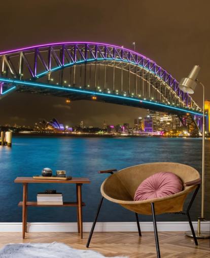 verlicht sydney bridge's nachts behang