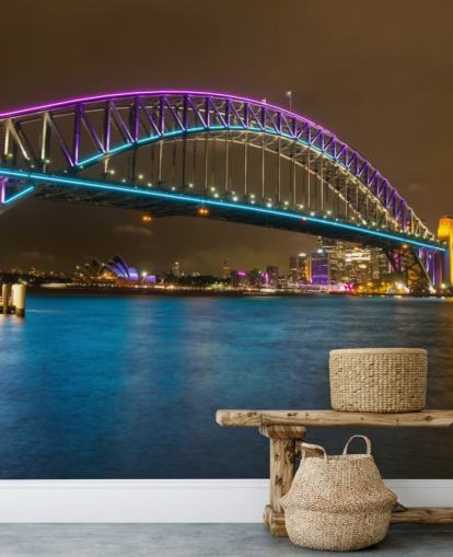 verlicht sydney bridge's nachts behang