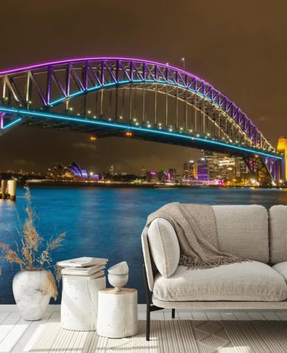 beleuchtete Sydney Bridge bei Nacht Tapete