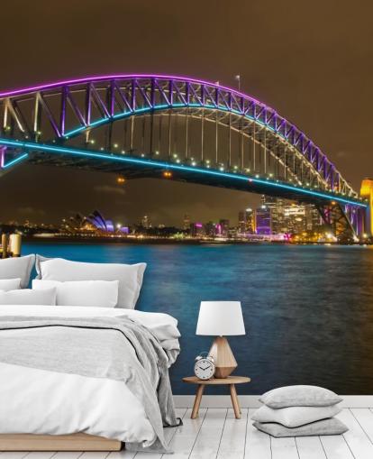 verlicht sydney bridge's nachts behang verlicht sydney bridge's nachts behang