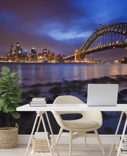 Sydney Bridge und Bucht bei Nacht Tapete Sydney Bridge und Bucht bei Nacht Tapete