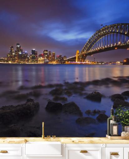 sydney bridge and bay at night wallpaper sydney bridge and bay at night wallpaper
