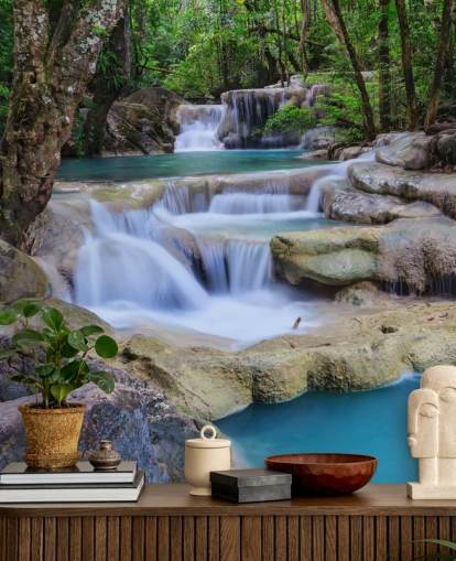 Gladde waterval muurschildering