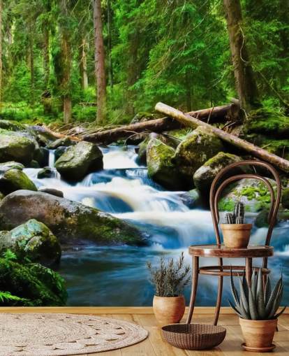 Kleiner Wald Wasserfall Fototapete