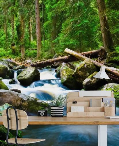 Small Forest Waterfall Wall Mural Small Forest Waterfall Wall Mural