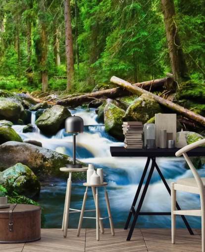 Small Forest Waterfall Wall Mural