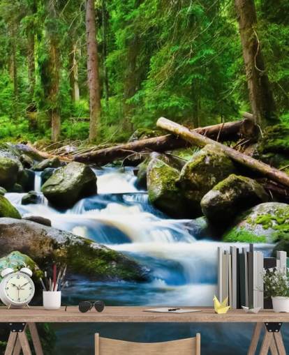 Small Forest Waterfall Wall Mural