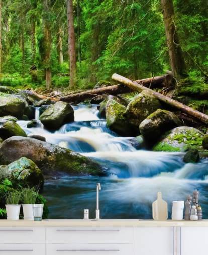 Small Forest Waterfall Wall Mural
