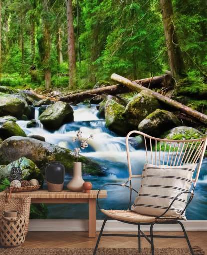 Small Forest Waterfall Wall Mural