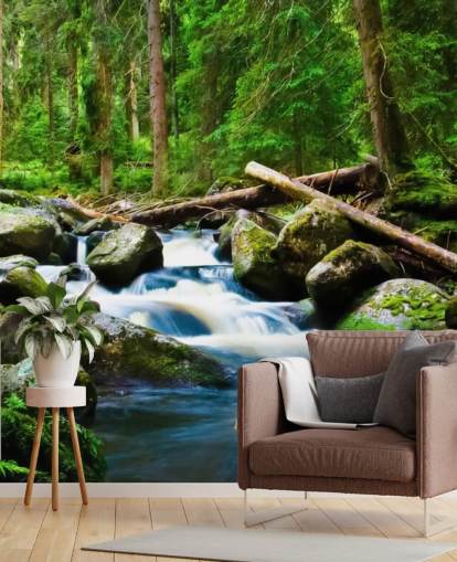 Small Forest Waterfall Wall Mural