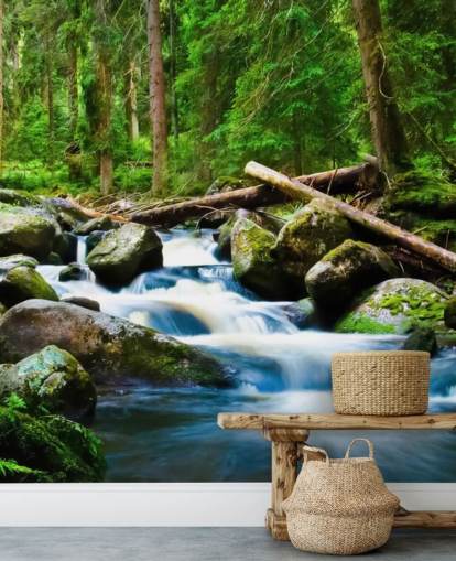 Kleiner Wald Wasserfall Fototapete Kleiner Wald Wasserfall Fototapete