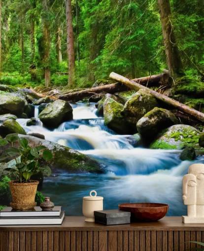 Small Forest Waterfall Wall Mural