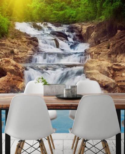 Blue Rocky Waterfall Wallpaper