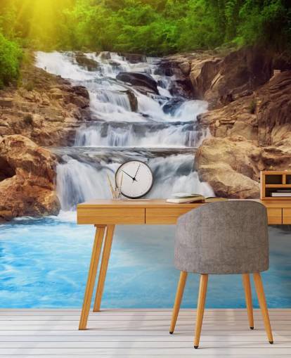 Blue Rocky Waterfall Wallpaper Blue Rocky Waterfall Wallpaper