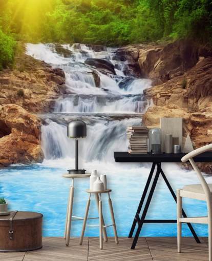 Papier peint Blue Rocky Waterfall Papier peint Blue Rocky Waterfall