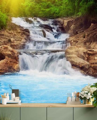 Papier peint Blue Rocky Waterfall