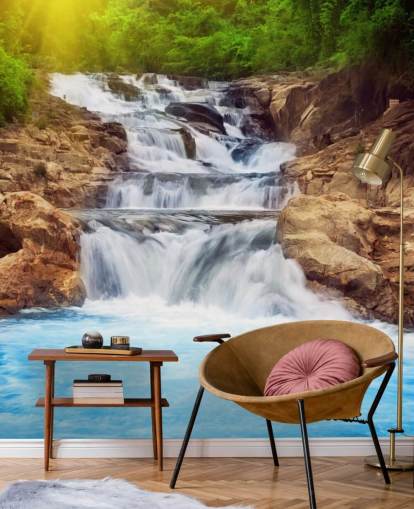 Blue Rocky Waterfall behang