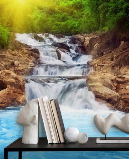 Papier peint Blue Rocky Waterfall Papier peint Blue Rocky Waterfall