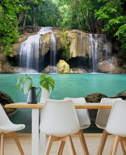 tropical waterfall wallpaper mural called Waterfall in Kanchanaburi, Thailand for home offices, spas and yoga studios tropical waterfall wallpaper mural called Waterfall in Kanchanaburi, Thailand for home offices, spas and yoga studios