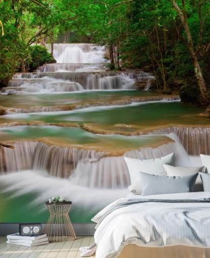 Trooppinen vesiputous seinämaalaus