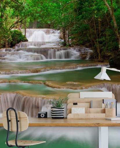 Muurschildering Tropische waterval