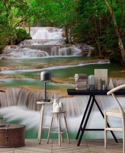 Mural de pared de cascada tropical