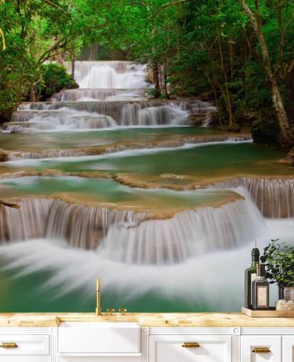 Muurschildering Tropische waterval Muurschildering Tropische waterval