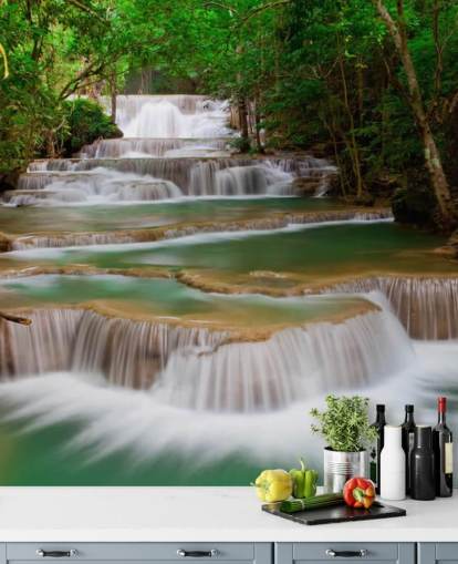Mural de pared de cascada tropical